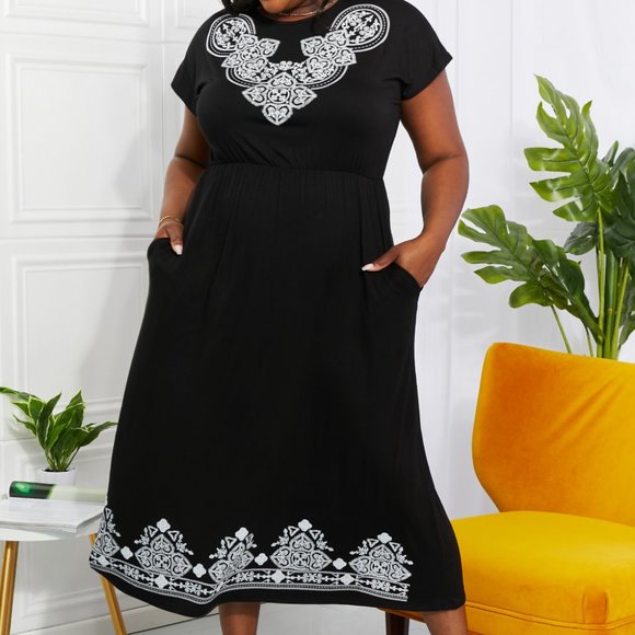 Heimish Dresses Heimish Walk In The Park Full Size Damask Midi